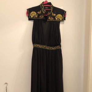 Nasty gal open neck maxi dress with embroidery